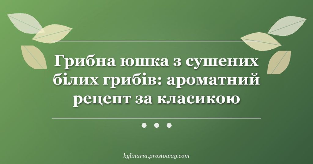 Грибна юшка з сушених білих грибів: ароматний рецепт за класикою